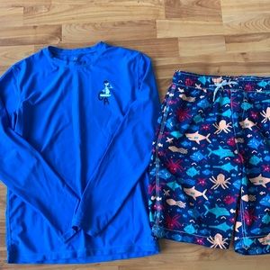 GAP Blue Rash Guard & Swim Trunks Sz XXL